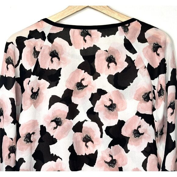 Dynamite Pullover Blouse Pink Black Floral Women Size XS Sheer Long Sleeve - Picture 5 of 11